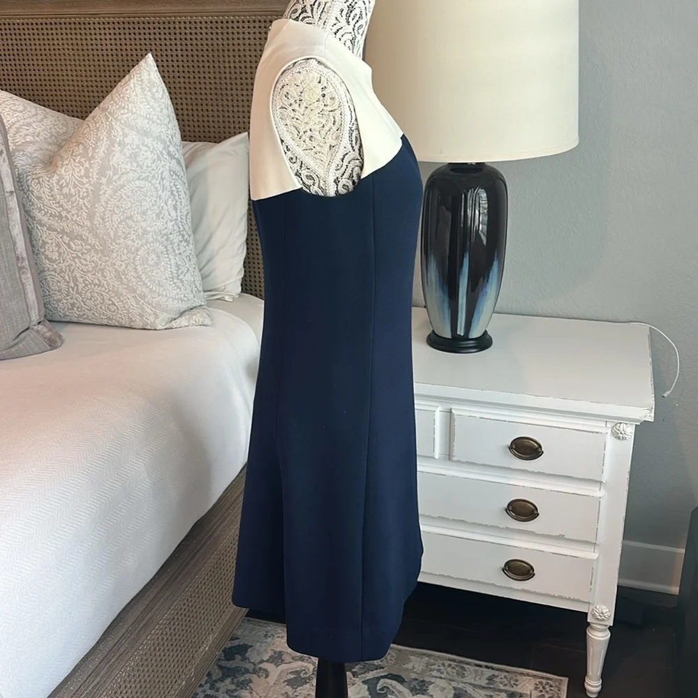 Kate Spade A‑line Color Block Dress in Navy and White - Picture 4 of 9